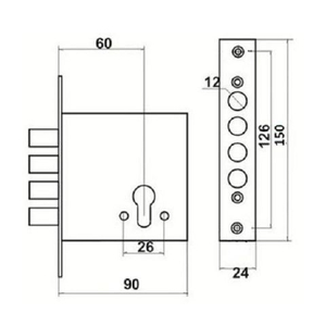 Замок врезной верхний на кит. дверь 2515 Ц - 4Р