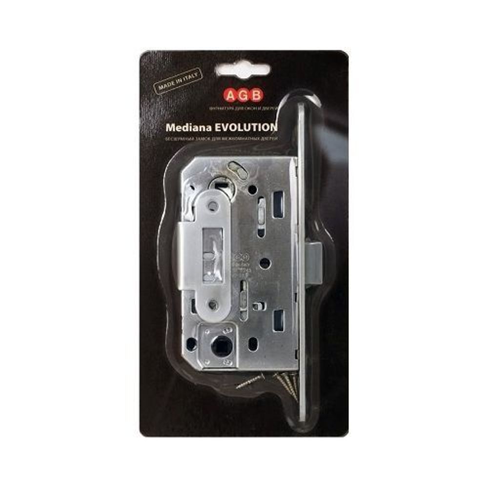 Замок межкомнатный AGB WC MEDIANA EV B01102.50.34.567 (мат.хром) /25797/