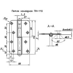 Петля накладная НОЭЗ ПН1-110-Л черный матовый