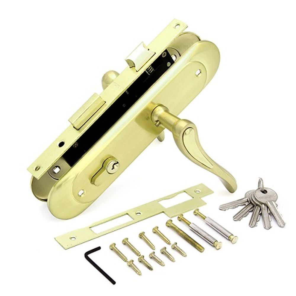 Замок врезной с ручками PALLADIUM ЗВ-1706 SG/GP мат.золото/золото