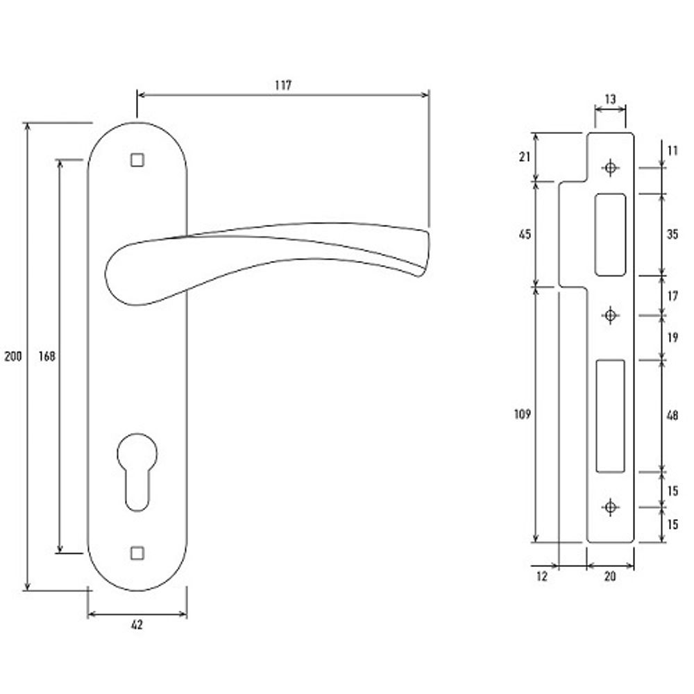 Замок врезной с ручками PALLADIUM ЗВ-AL 1708 CP хром