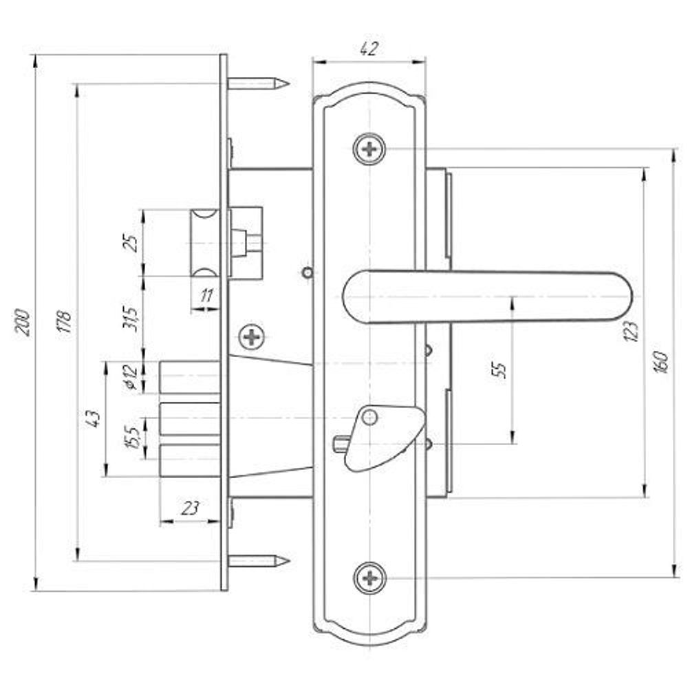 Замок врезной сувальдный Avers ЗВ9-4-1-4 (серебро)