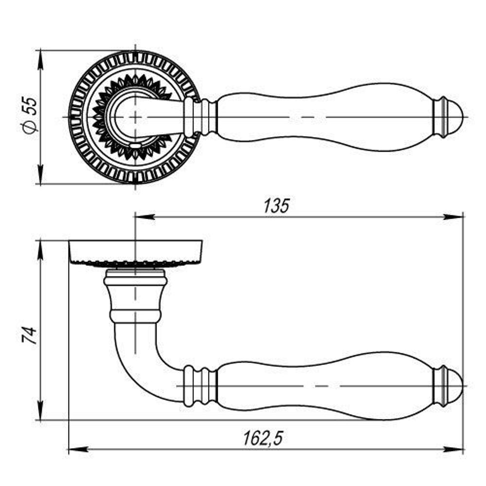 Ручка раздельная ARMADILLO SILVIA CL1 SILVER-925/LWP-109 серебро 925/беж.фарфор /33773/