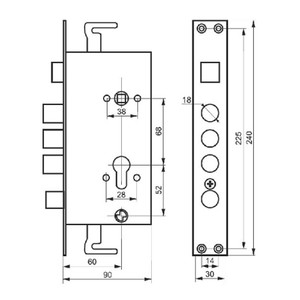 Корпус замка 3024 - 3р. автомат правый