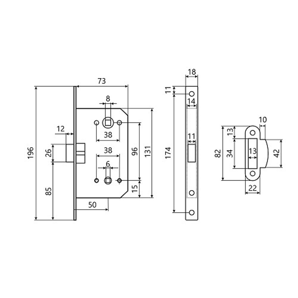 Замок врезной АЛЛЮР АРТ 5300-P-WC MBN графит