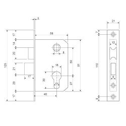 Замок врезной СТАНДАРТ 132/50 CP