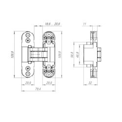 Петля скрытой установки ARMADILLO U3D2000.TG (AGB Eclipse 2.0) FSG/2 флор.золото/2 /60767/ (1шт)