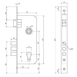 Замок врезной APECS 2223/60 G золото