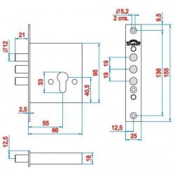 Замок врезной ЭЛЬБОР 1.03.03.0.0 Кремень