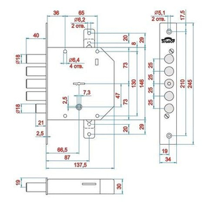 Замок врезной ЭЛЬБОР 1.06.22.КМА Гранит