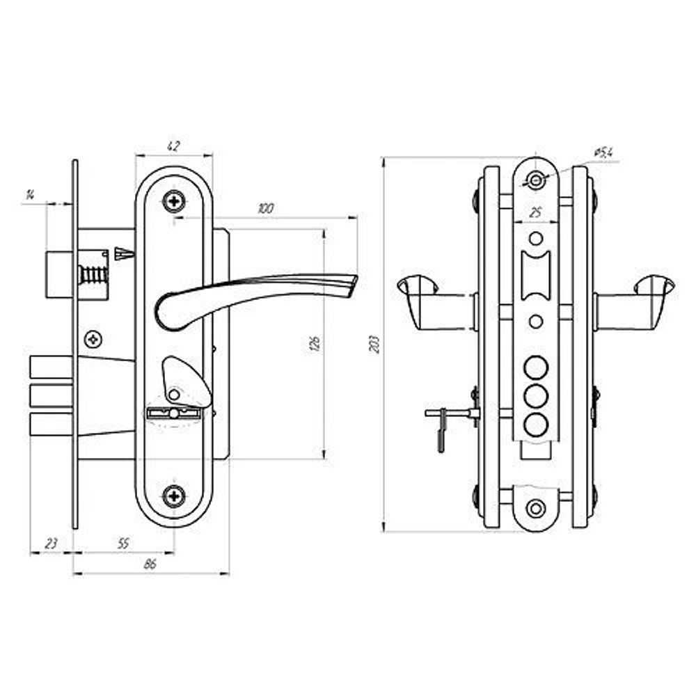 Замок врезной ЗЕНИТ ЗВ9-4.2 медь /34863/