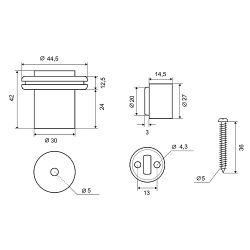 Упор дверной магнитный PALLADIUM 05-M AB бронза