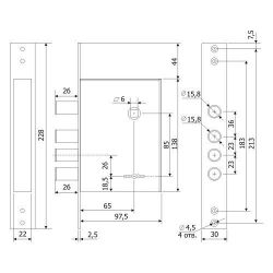 Замок врезной ГАРДИАН ЗВ 30.04 (4кл) (длинный кл. 59 мм) /35083/