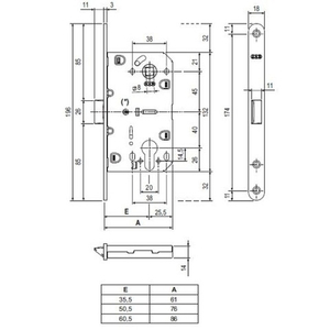 Замок межкомнатный под цилиндр AGB MEDIANA EV B01103.35.03 (латунь)