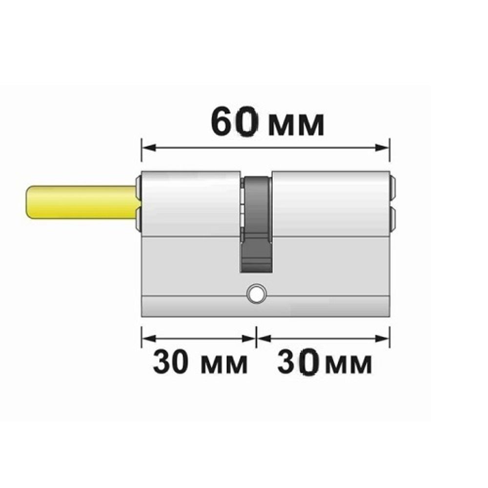 Цилиндровый механизм со штоком APECS SM-60(30S/30)-S/65-NI никель