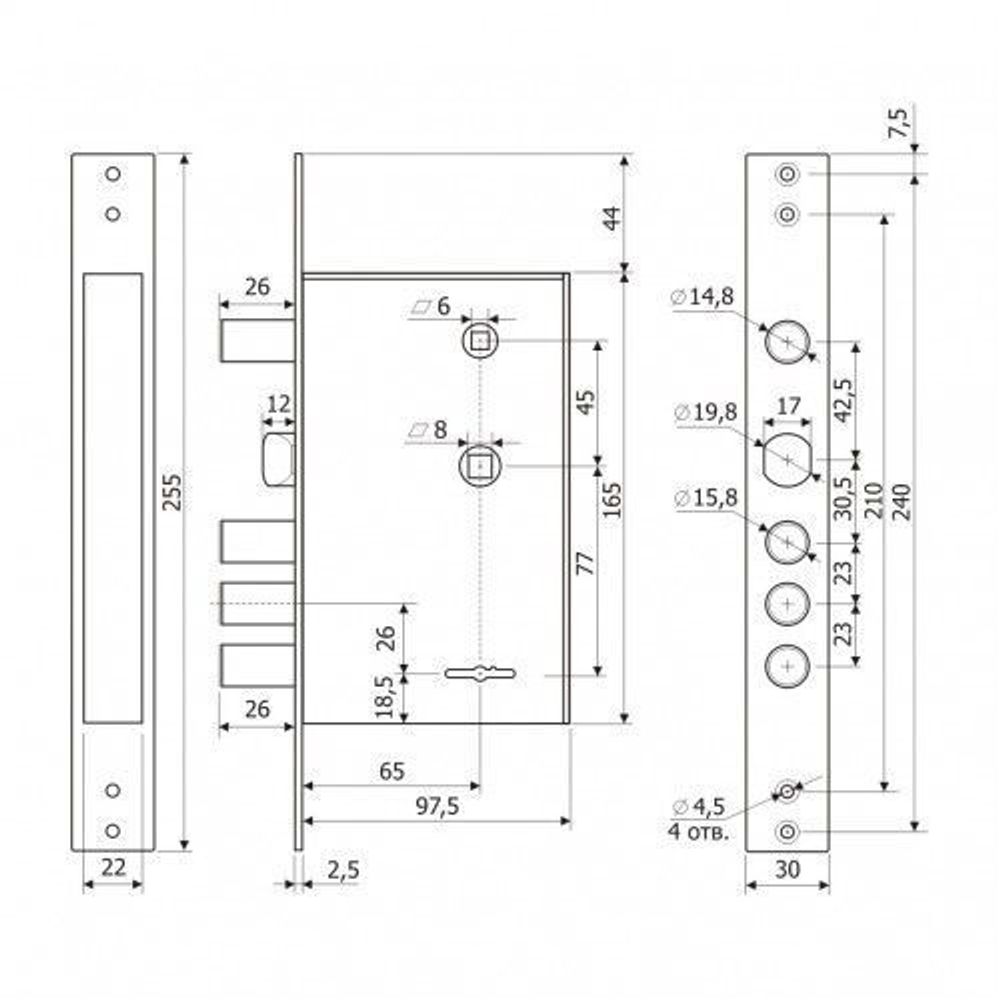 Замок врезной ГАРДИАН ЗВ 30.12 (4кл) /19829/