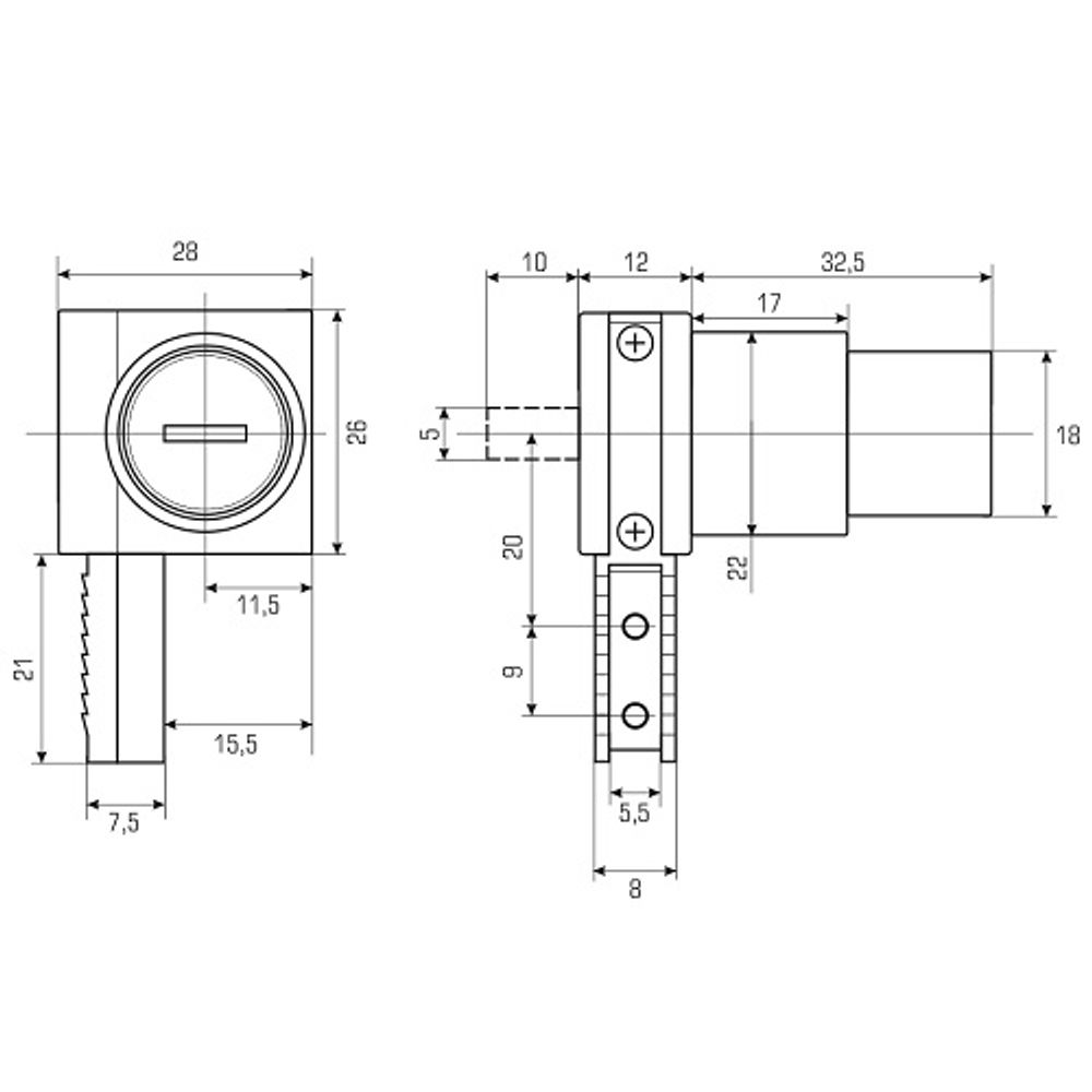 Замок мебельный 601 кнопка для стекла для раздвижных дверей (2 винта, мастер-ключ)