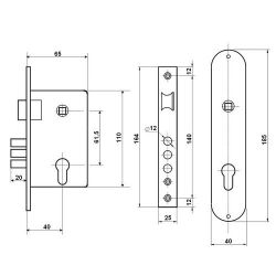 Замок врезной APECS 1026/60 G золото