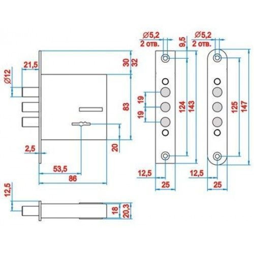 Замок врезной REX 1.4