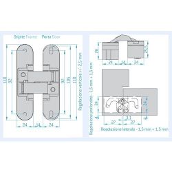 Петля дверная универсальная скрытой установки ANSELMI №505 золото  (1 шт)