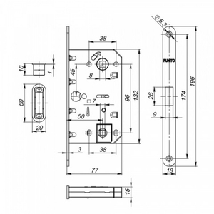 Защелка врезная магнитная PUNTO ML96WC-50 SSC сатин.хром /44827/