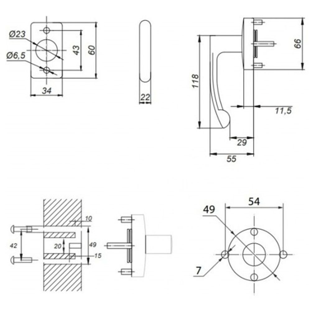 Ручка накладная с фиксацией APECS HF-1066 BL черный