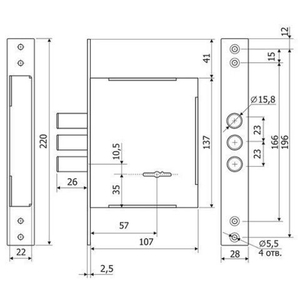 Замок врезной ГАРДИАН ЗВ 60.01 Inter (4 кл) /36103/