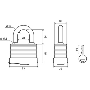 Замок навесной PALLADIUM 905WP-65