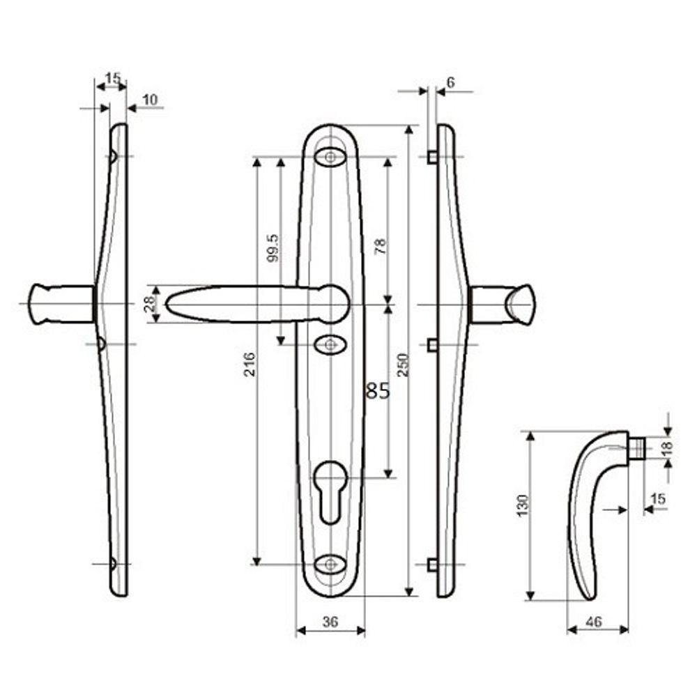 Нажимной гарнитур STUBLINA 1026.00.350 Е=85 мм коричневый (RAL 8017)
