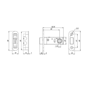 Защелка врезная магнитная PUNTO ML50-8 GR-23 графит /61133/