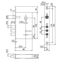 Замок врезной ЭЛЬБОР 1.04.27 Кремень