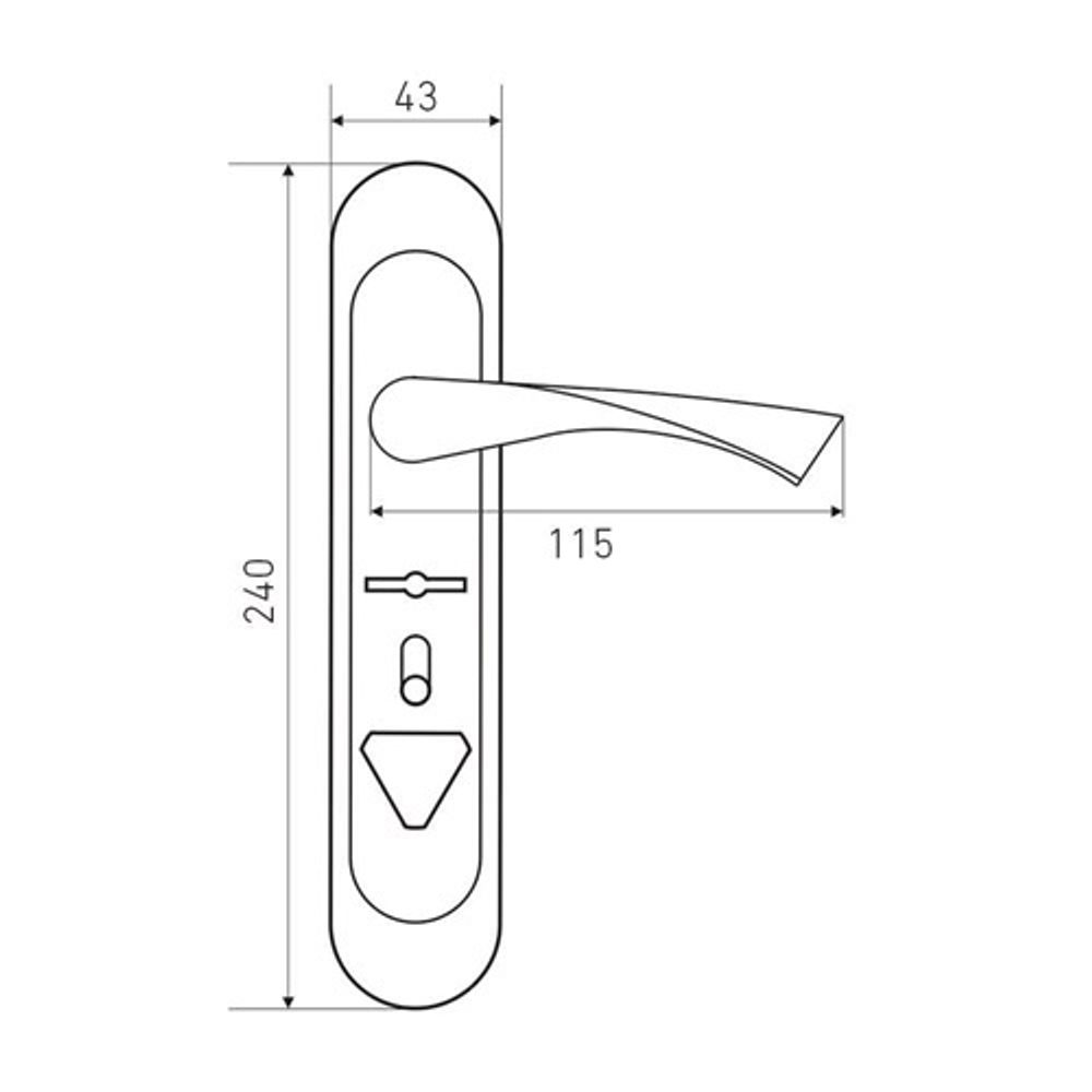 Комплект ручек АЛЛЮР 03S BL R черная правая м/о 42 мм (для замков Эльбор 1.06.41,43)