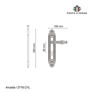 Ручка на планке PORTA DI PARMA Arcadia CYL MAB мат. бронза