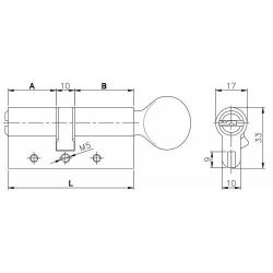 Цилиндровый механизм с вертушкой KALE KILIT 164 DBM-E/80 (35+10+35) латунь 5кл. /26551/