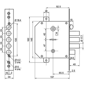 Замок врезной BORDER 77405 ЗВ9-6 ЛК.ТЗ/15(КСП-109)БР.П1.В9.У1 /26501/