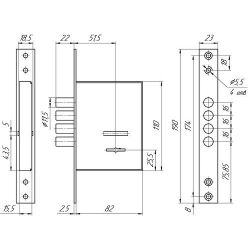 Замок врезной МЕТТЭМ ЗВ8 190.0.0 5кл. /23573/