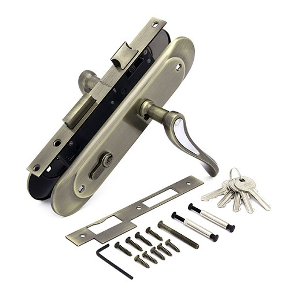 Замок врезной с ручками PALLADIUM ЗВ-1706 AB/CP бронза/хром