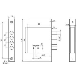 Замок врезной ПРОСАМ 85200 ЗВ8-8М/15 (4 риг) б/пл /10002/