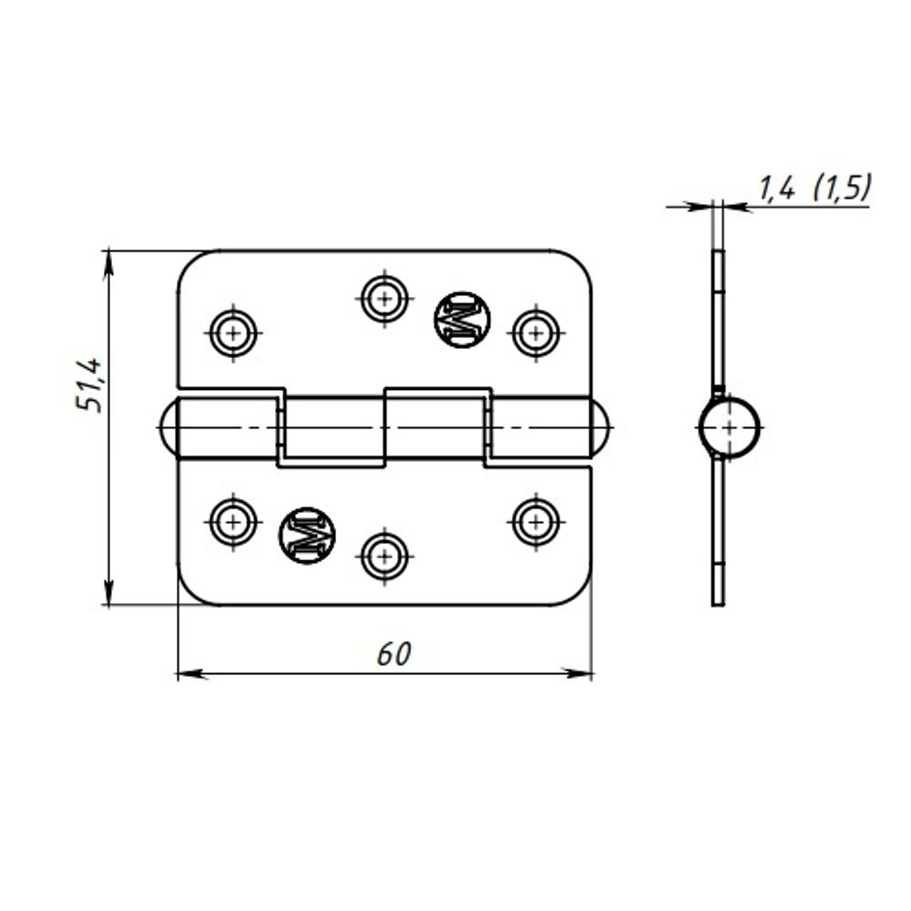 Петля накладная КУНГУР ПН5-60 цинк (150) (1 шт)