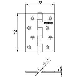 Петля дверная универсальная FUARO 4BB 100x75x2,5 WH белый /40841/ (1 шт)