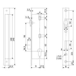 Замок врезной ГАРДИАН 45.11P.24 с роликом /34829/