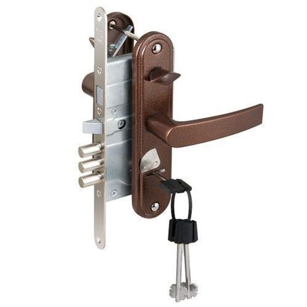 Замок врезной ПРОСАМ 88013 ЗВ9-8.3/15 медь левый