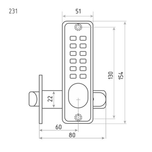 Кодовый замок НОРА-М 231 c фиксатором (матовый никель)