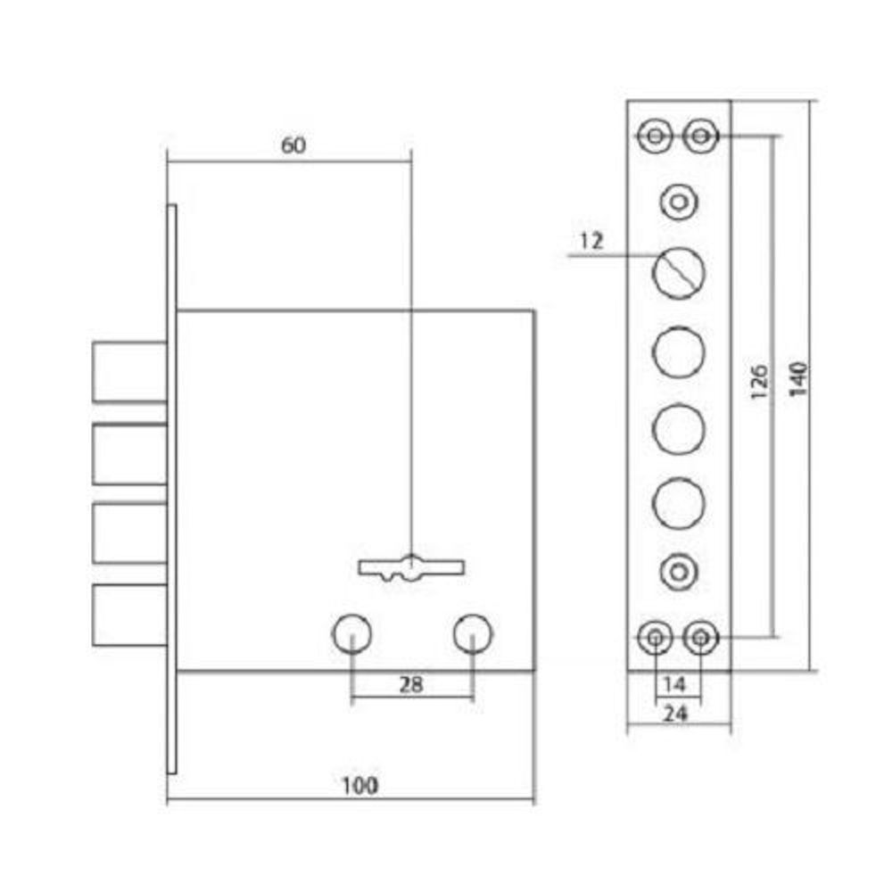 Замок врезной верхний на кит. дверь 2514 С - 4Р (336В-66) (ЗВ1-07С)