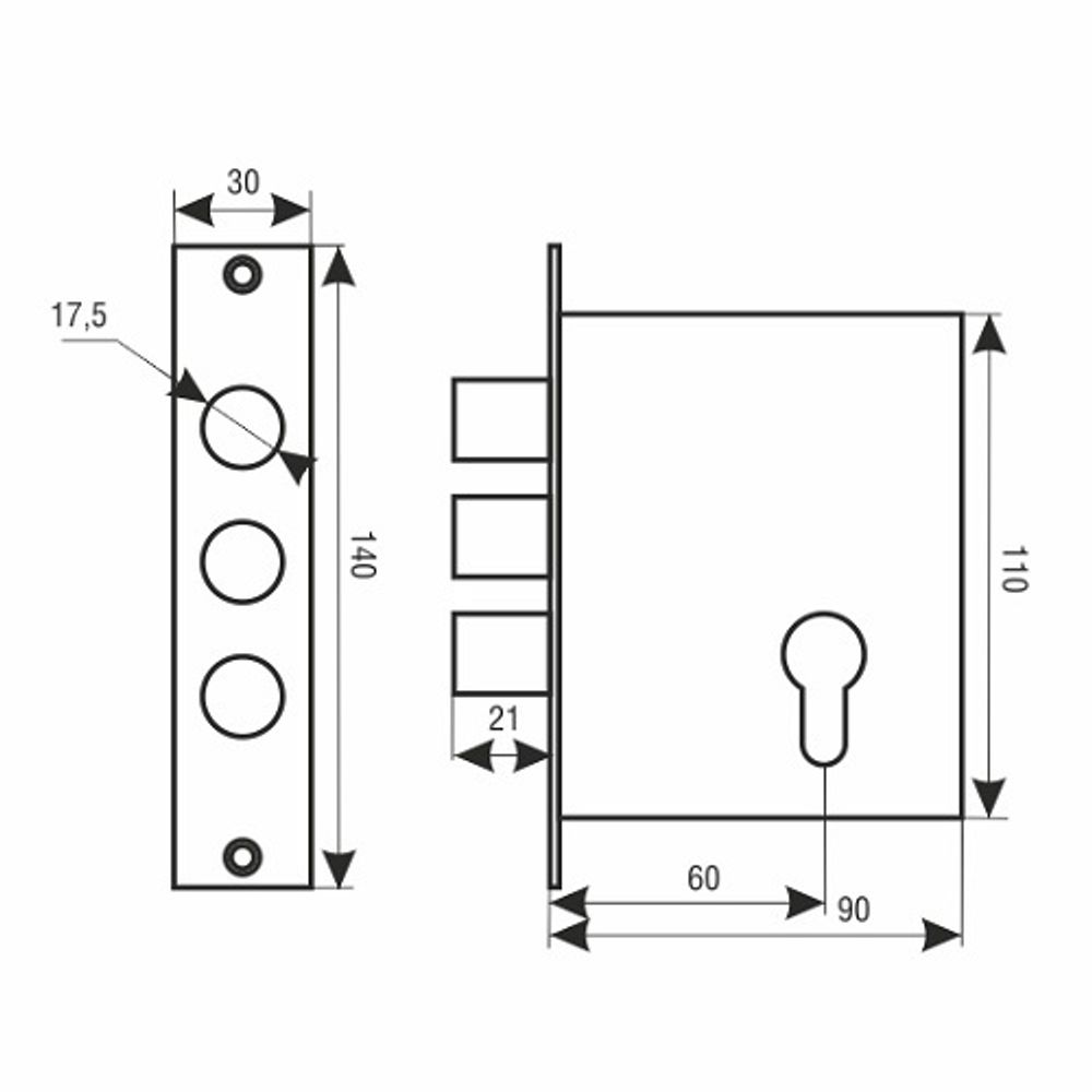 Замок врезной АЛЛЮР на кит.дверь ЗВ1-06А