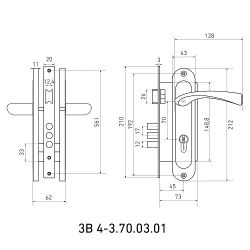 Замок врезной БУЛАТ ЗВ4-3.70.03.01 Номос бронза