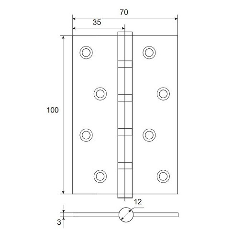 Петля дверная APECS 100x70-B4 Steel G золото (1 шт)