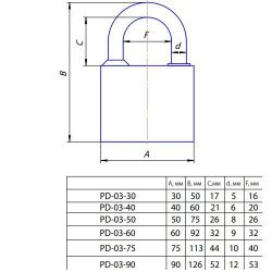 Замок навесной APECS PD-03-75