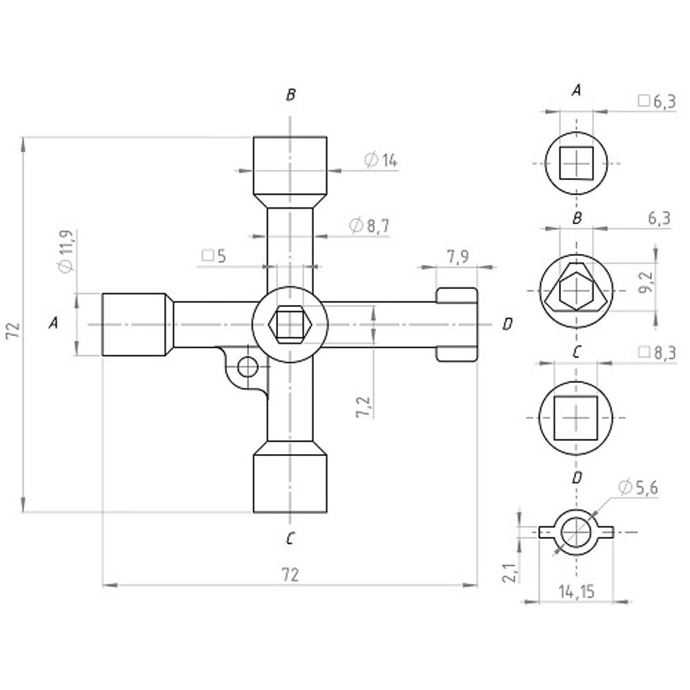 Ключ универсальный для электрошкафов EZ КУЭ-01