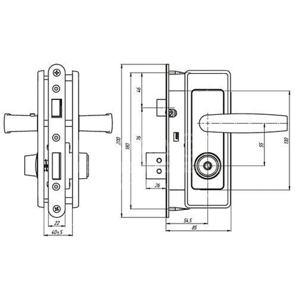 Замок врезной ЗЕНИТ ЗВ4Д (Аналог ШО-25), 3 кл. /36725/
